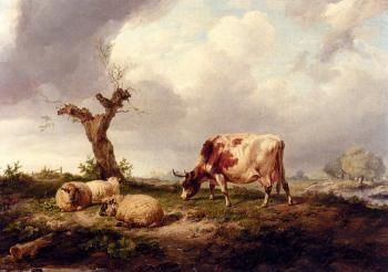 托馬斯 辛德尼 庫珀 A Cow With Sheep In A Landscape